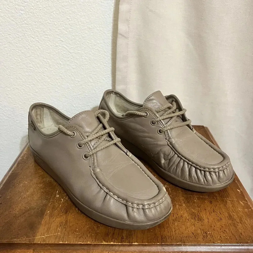 SAS Womens Bounce Comfort Shoes Boho Lace Up Sneaker Leather 0001-015 Moccasin 7